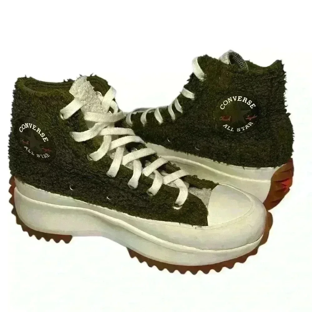 Converse Run Star Hike High Women's Fur Green Moss Lace Up 573197C Size 6.5 - Picture 3 of 15